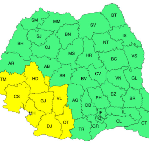 Cod galben de instabilitate atmosferică în Mehedinți