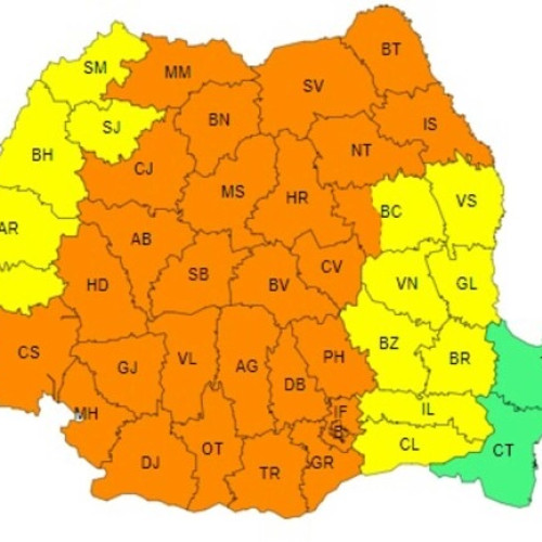 Cod galben de furtuni în mai multe regiuni ale țării